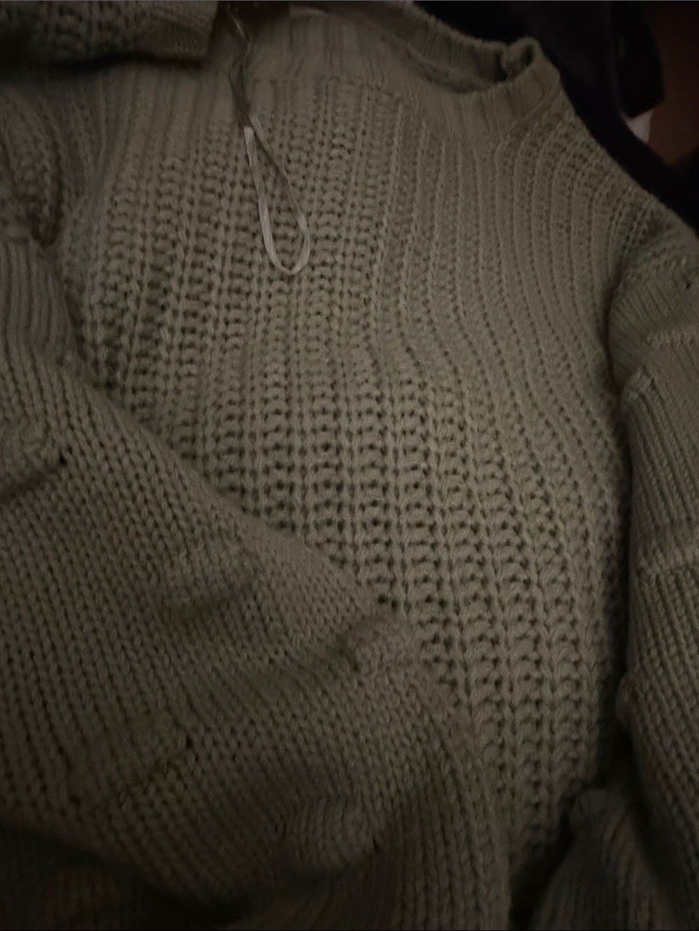 Chunky Knit Crewneck Sweater - Olive Green